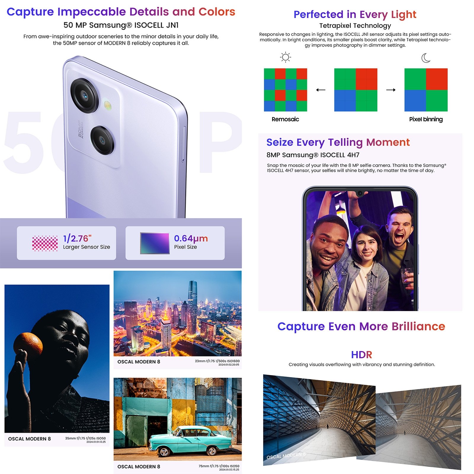 Original Original Blackview Oscal MODERN 8 8GB+256GB 6.75 inch Android 13 Smartphones Blackview MODERN 8